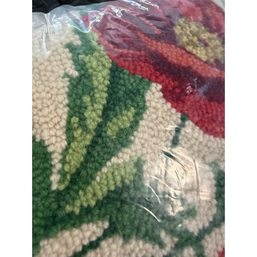 Peking Handicraft Poppies Throw Pillow 16x16 Hand Hooked Wool Square 16
